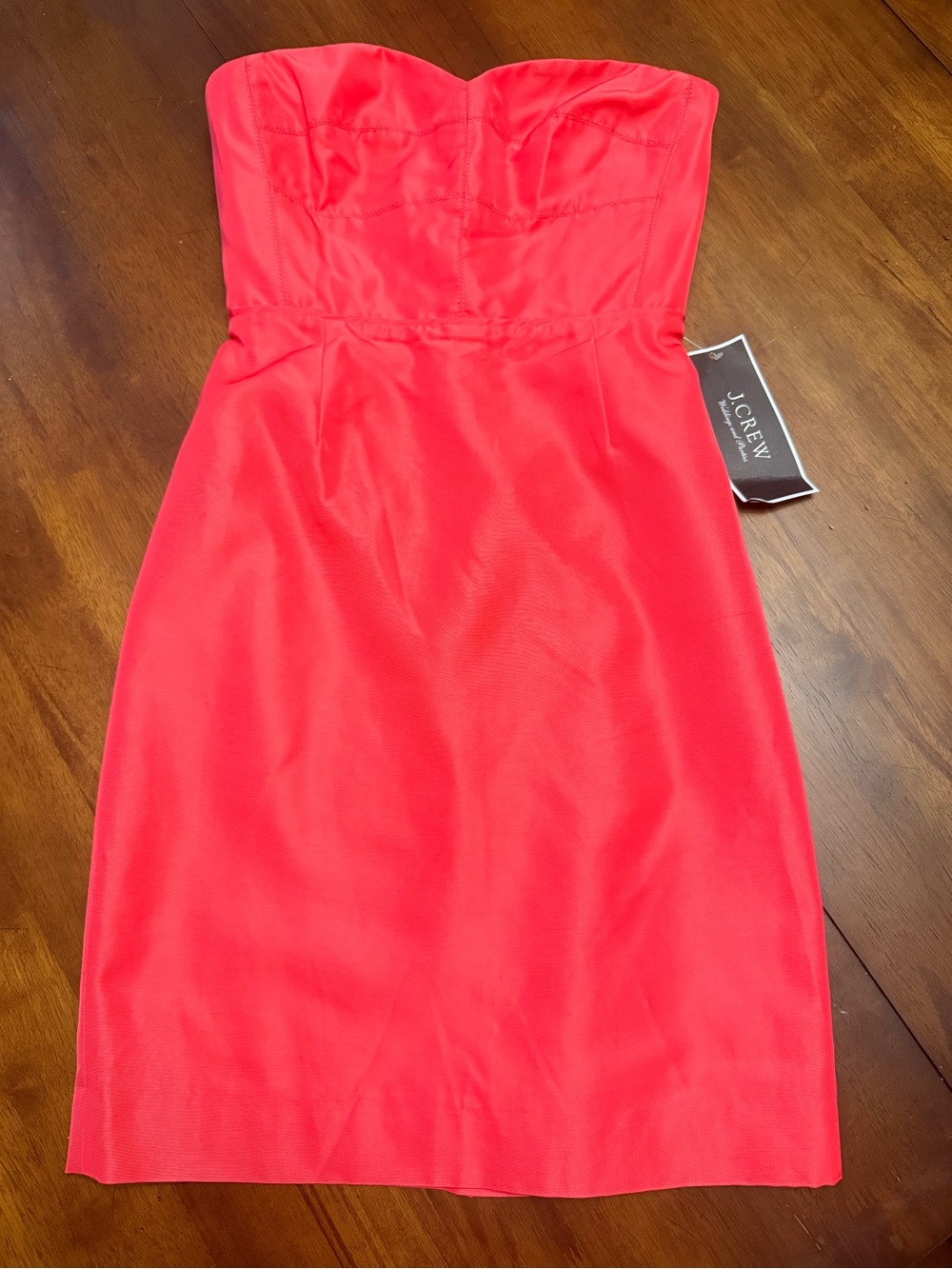 NWT J.Crew Rory Strapless Dress in Classic Faille – Coral, Size 2